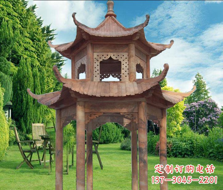 鹤壁晚霞红公园建筑凉亭