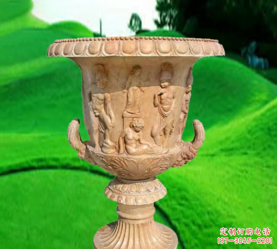 鹤壁晚霞红欧式花盆石雕