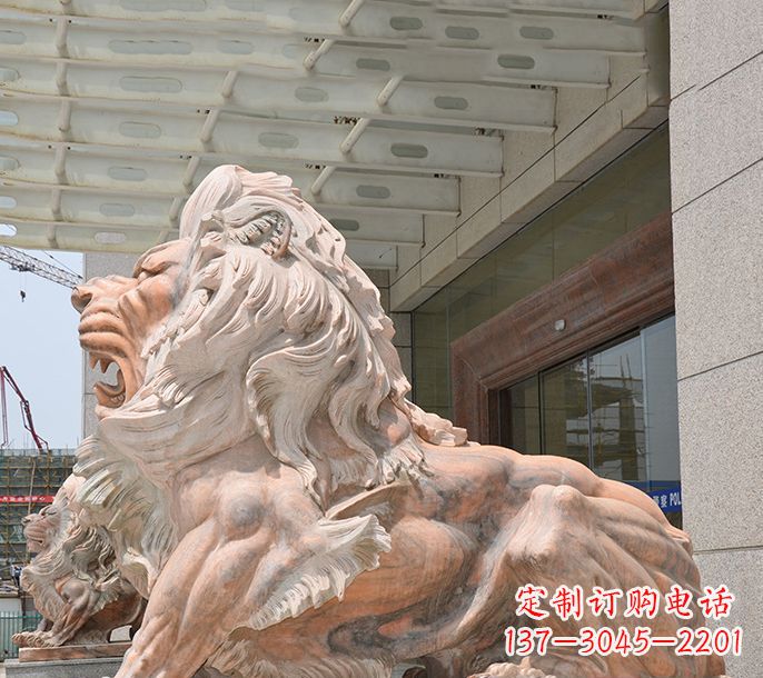 鹤壁晚霞红欧式狮子石雕 (3)
