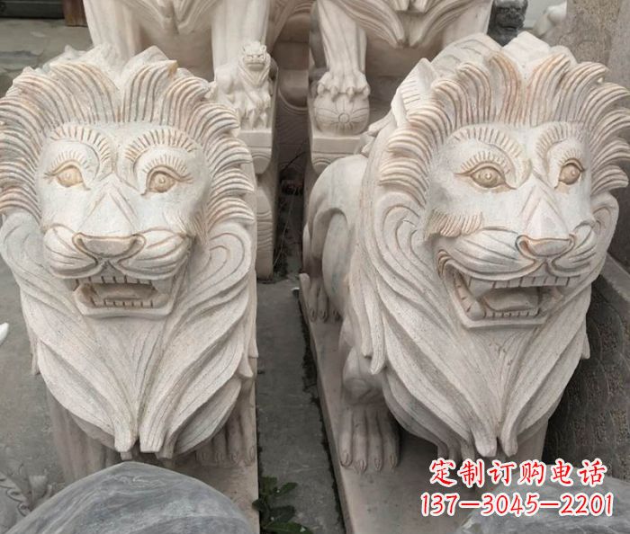 鹤壁晚霞红欧式狮子石雕 (2)