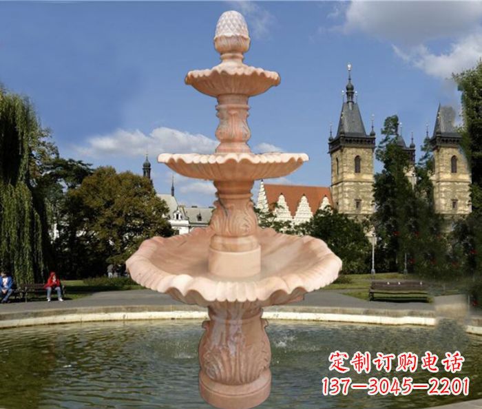 鹤壁晚霞红三层喷泉广场石雕