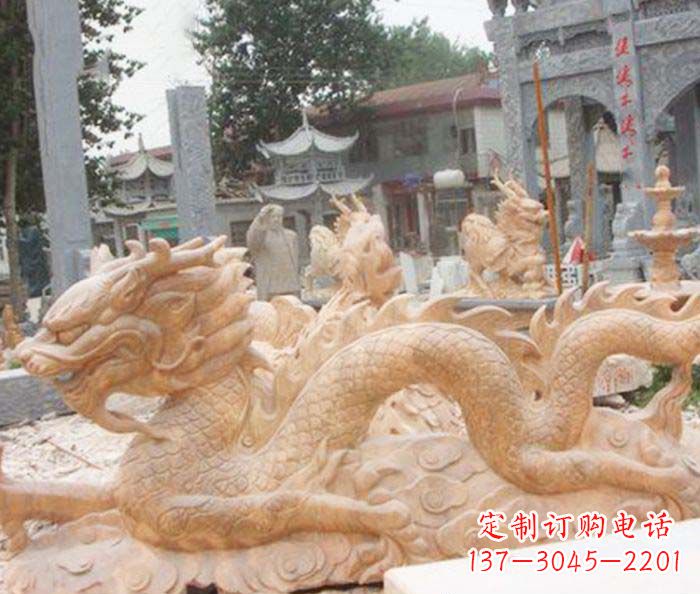 鹤壁晚霞红生肖龙石雕