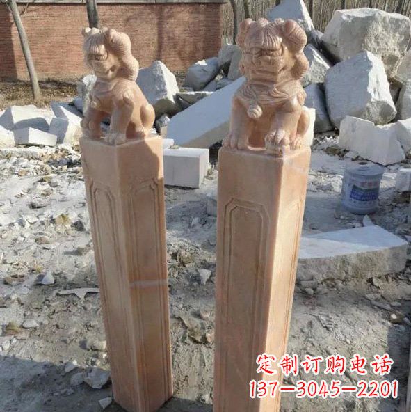 鹤壁晚霞红狮子拴马桩