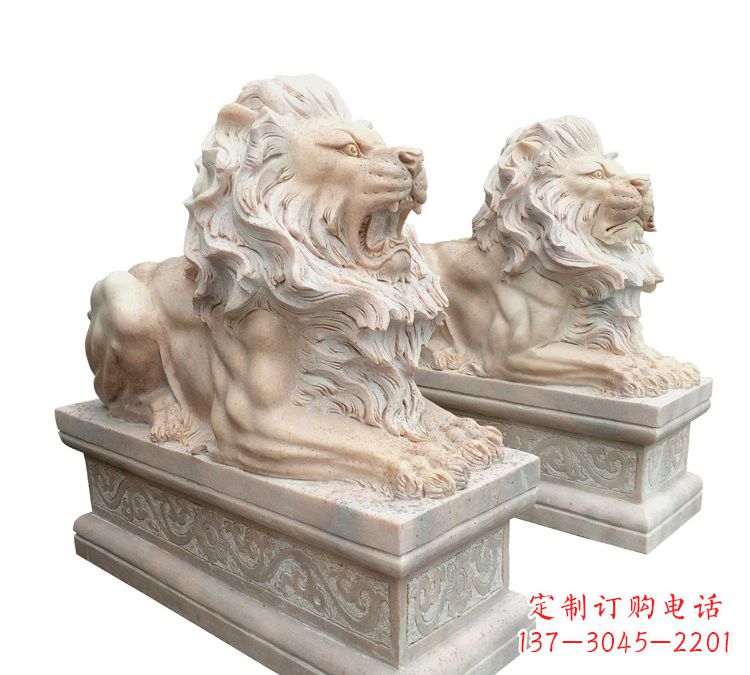 鹤壁晚霞红石材欧式狮子