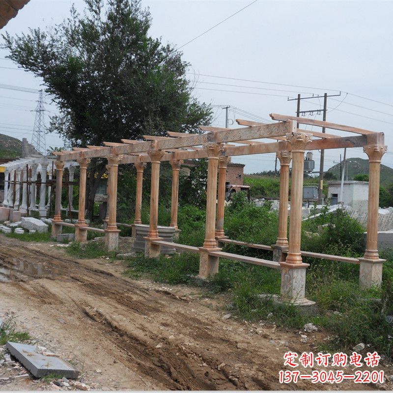 鹤壁晚霞红石雕花架长廊