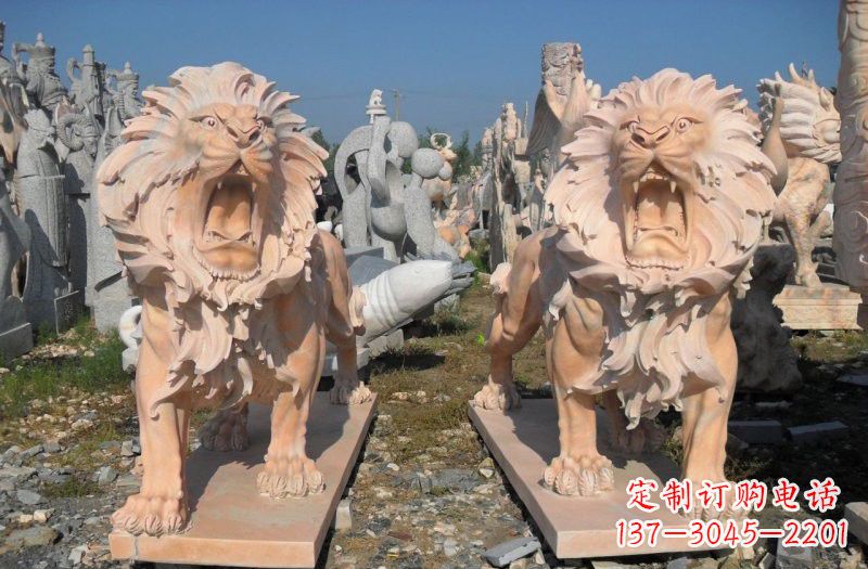 鹤壁晚霞红西洋狮子雕塑