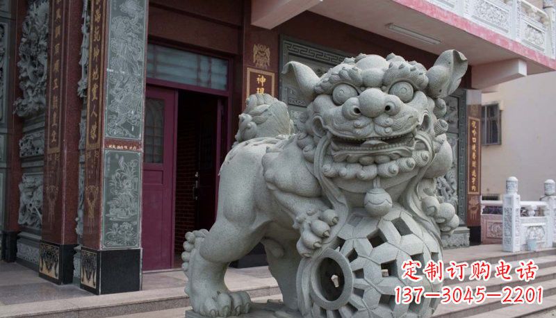 鹤壁网球狮石雕南方狮子雕塑