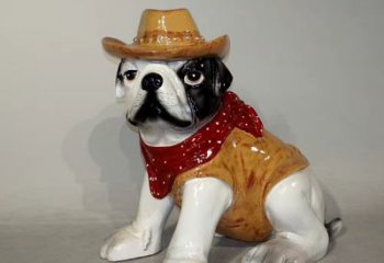 鹤壁任性可爱的牛仔造型斗牛犬雕塑