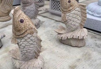 鹤壁花岗岩石雕-鲤鱼雕塑
