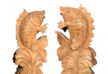 鹤壁中领雕塑：精美的鲤鱼喷水晚霞红石雕