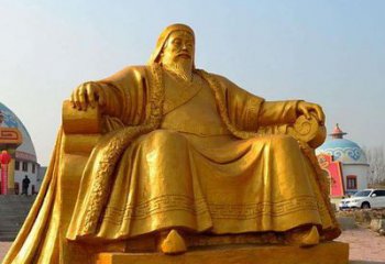 鹤壁雕刻古代传奇军事家成吉思汗铜雕像