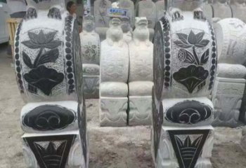鹤壁中领雕塑推出的青石荷花浮雕门墩雕塑，使用…