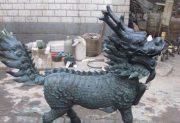 鹤壁青铜雕制神兽麒麟，艺术匠心之至