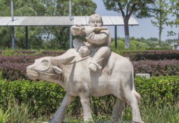 鹤壁石雕牧童牛雕塑，让传统气息永存