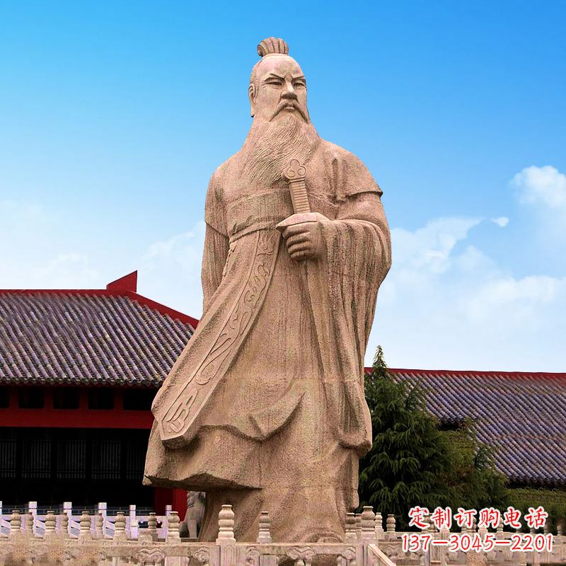 鹤壁魏武帝曹操砂岩石雕塑像