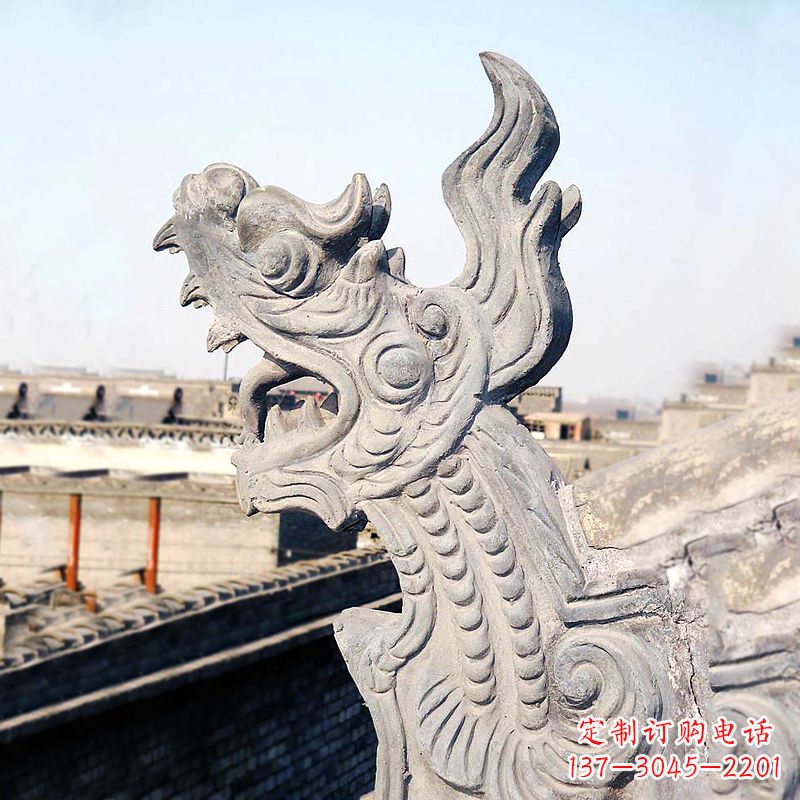 鹤壁屋脊鸱尾螭吻雕塑-古建装饰神兽动物雕塑