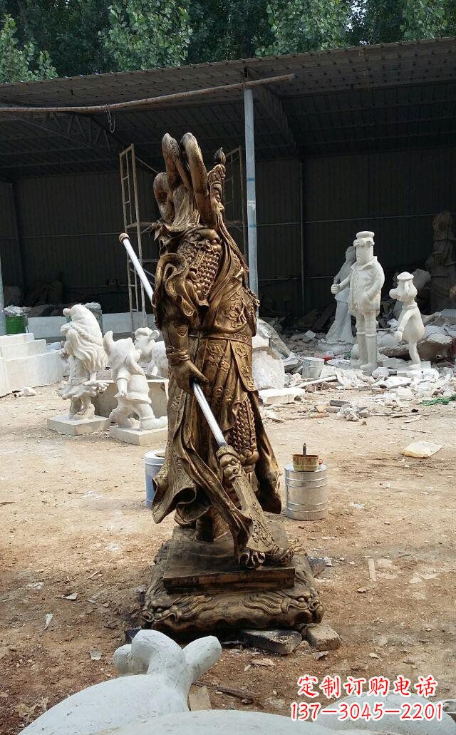 鹤壁武财神关公玻璃钢仿铜雕塑