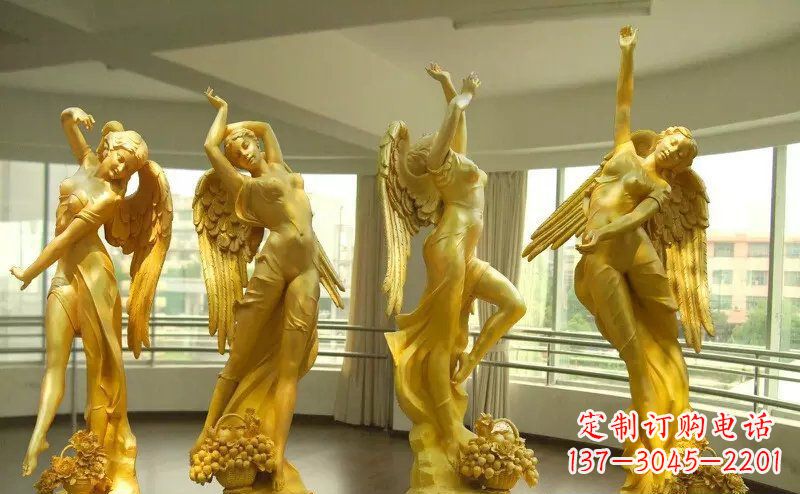鹤壁舞蹈四女神玻璃钢仿铜人物雕塑