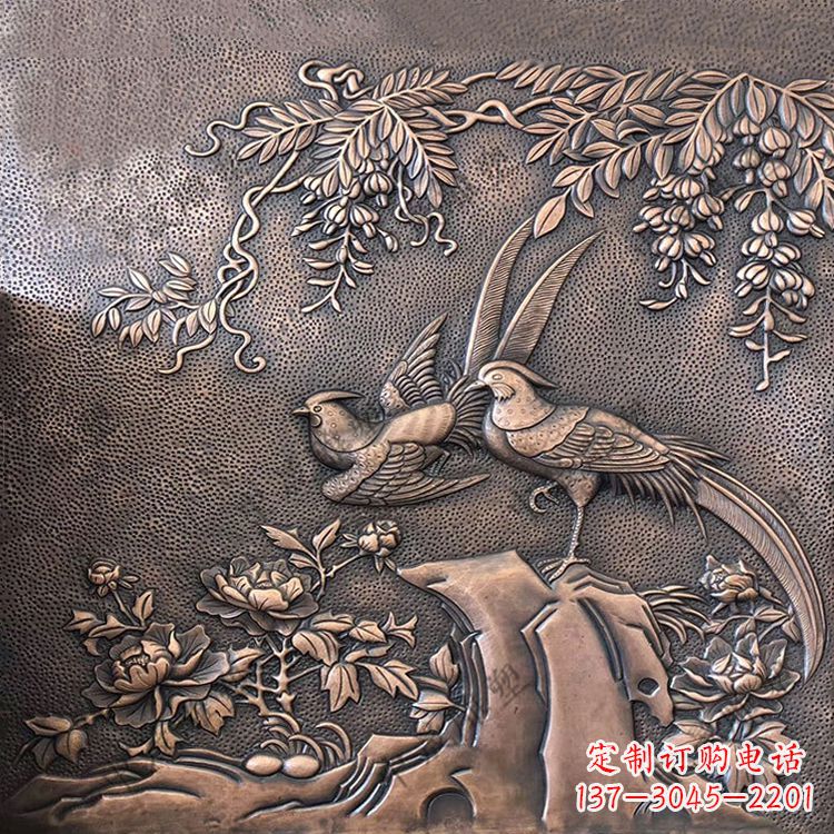 鹤壁喜鹊紫铜浮雕装饰画