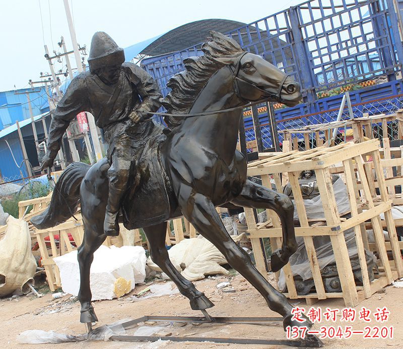 鹤壁现代骑马人物公园景观铜雕