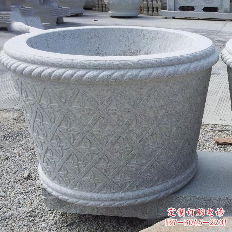 鹤壁现代石雕花盆雕塑