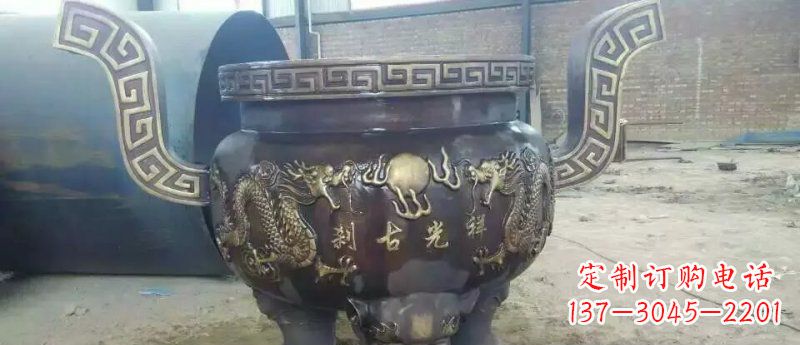 鹤壁祥光古刹寺庙香炉铜雕