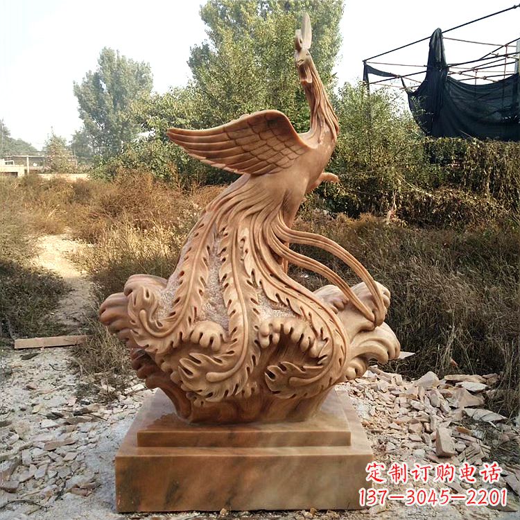 鹤壁祥瑞凤凰晚霞红石雕