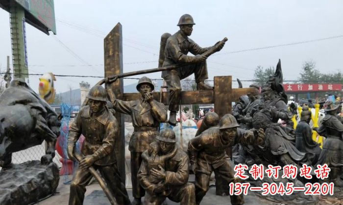 鹤壁消防战士人物铜雕