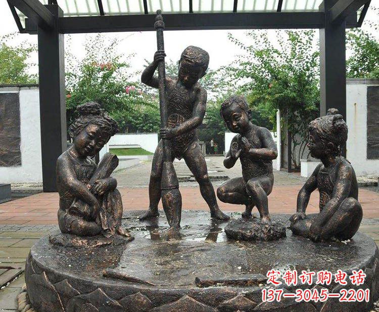 鹤壁小孩写大字铜雕小品