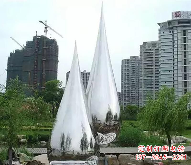 鹤壁小区不锈钢水滴雕塑