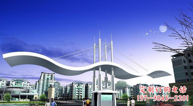 鹤壁小区不锈钢门牌坊景观雕塑