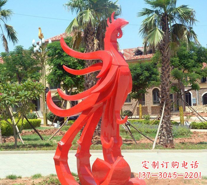 鹤壁小区抽象不锈钢凤凰雕塑