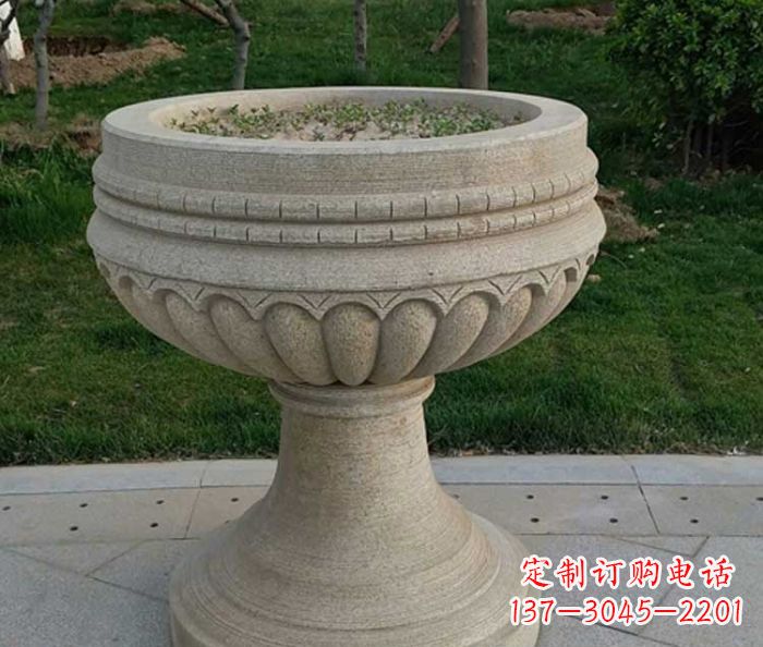 鹤壁小区大理石花盆摆件石雕