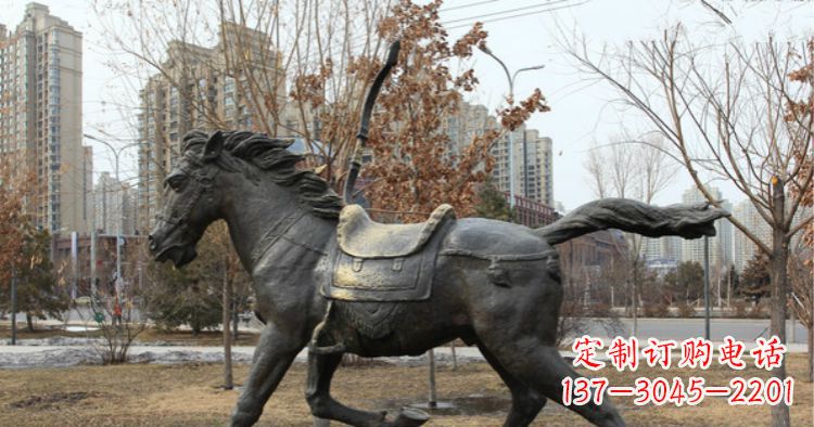 鹤壁小区动物奔跑的马铜雕
