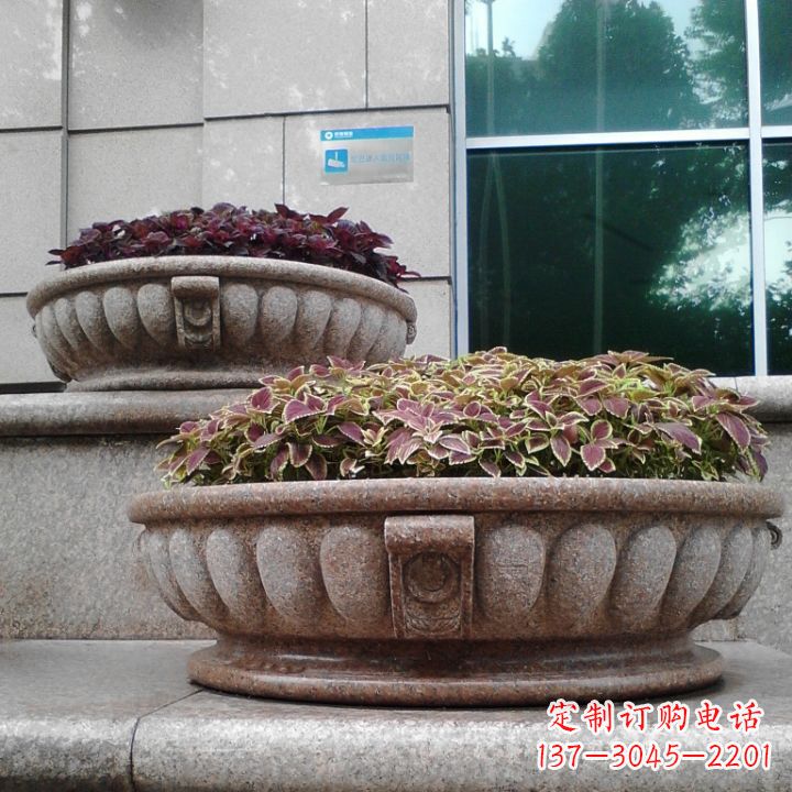 鹤壁小区花岗岩石雕花盆
