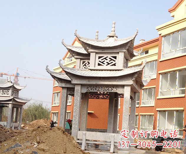 鹤壁小区景观大理石凉亭石雕