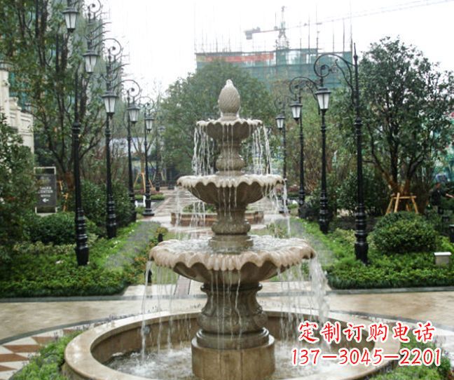 鹤壁小区景观大理石喷泉石雕 (4)