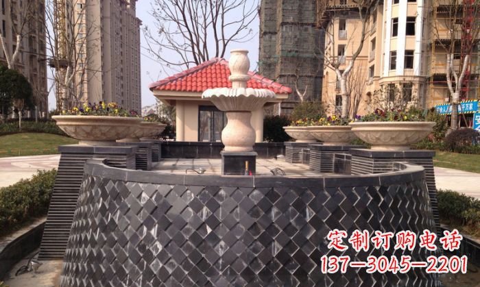 鹤壁小区景观大理石喷泉石雕 (3)