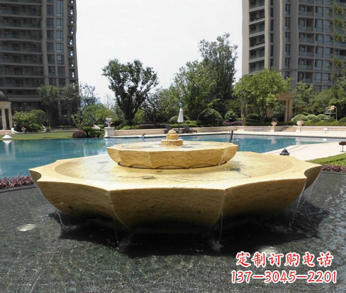 鹤壁小区景观大理石喷泉石雕 (6)