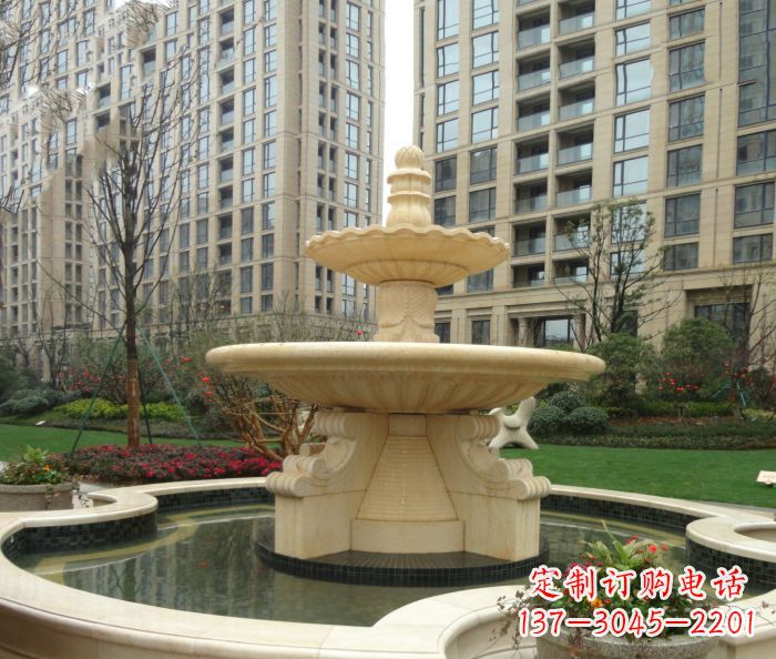 鹤壁小区景观大理石喷泉石雕 (8)