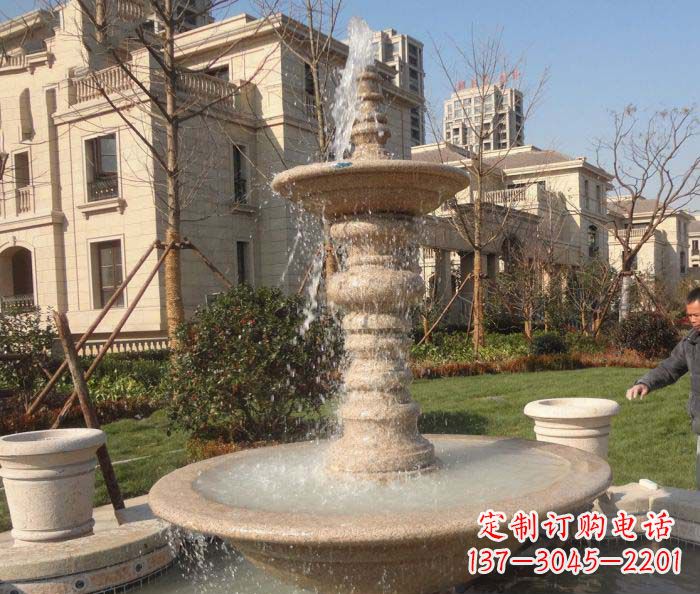 鹤壁小区景观多层喷泉石雕 (2)