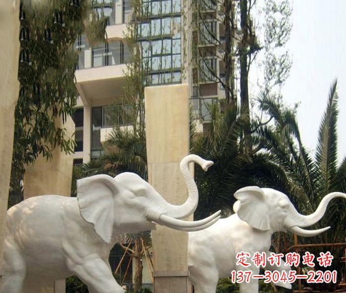 鹤壁小区景观汉白玉大象石雕