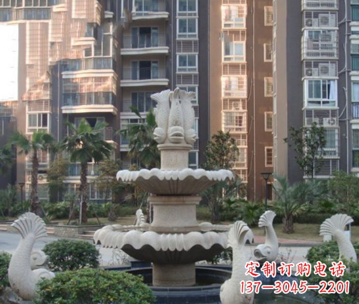 鹤壁小区景观鲤鱼喷泉石雕