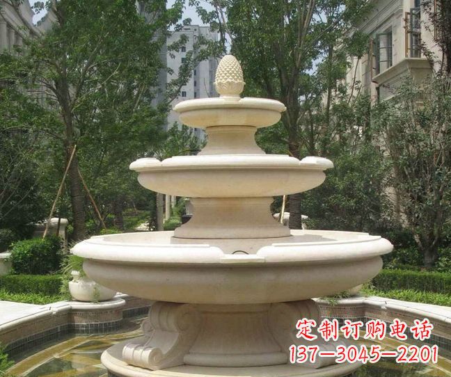 鹤壁小区景观晚霞红多层喷泉石雕