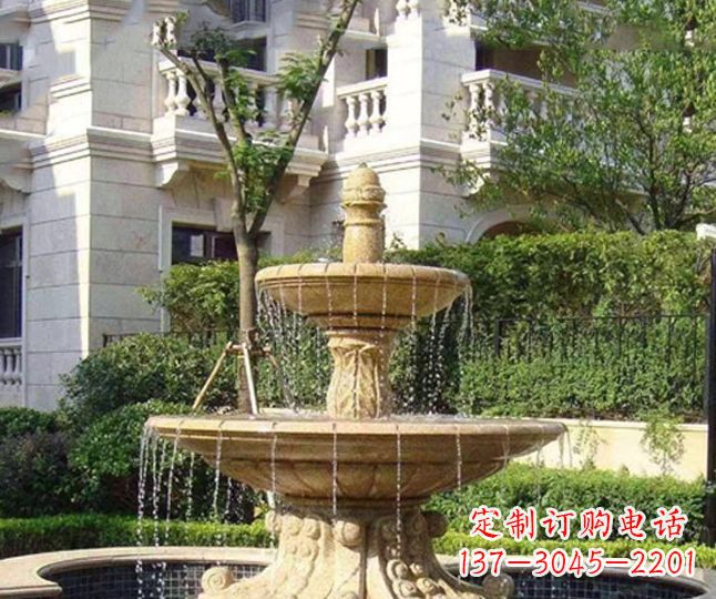 鹤壁小区景观晚霞红多层喷泉石雕 (4)