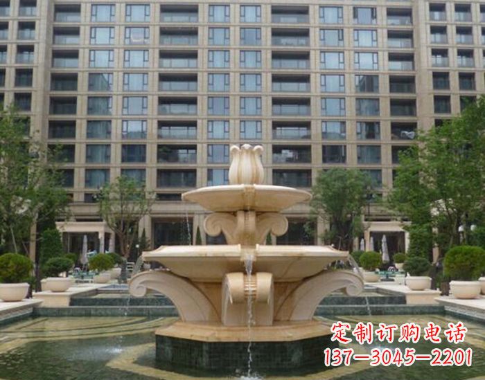 鹤壁小区景观晚霞红喷泉石雕 (2)