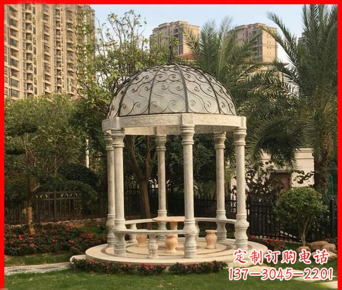 鹤壁小区欧式圆顶凉亭石雕 (2)