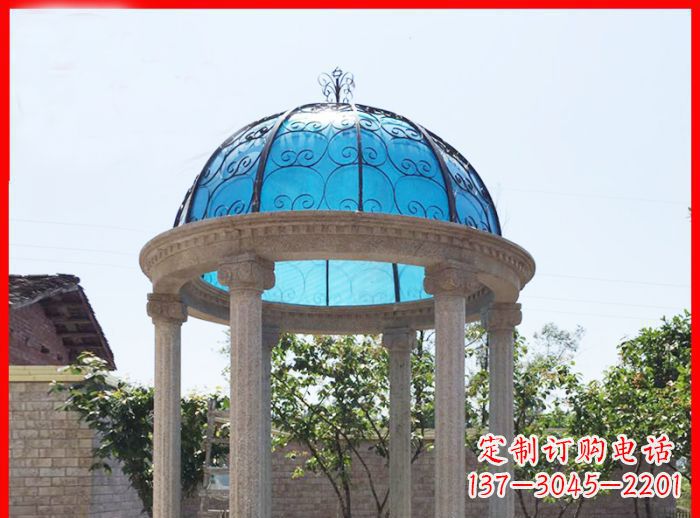 鹤壁小区欧式圆顶凉亭石雕_2