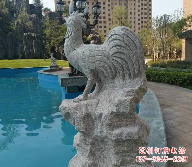 鹤壁小区十二生肖鸡动物石雕