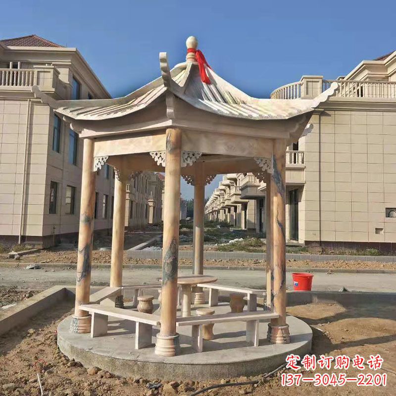 鹤壁小区庭院石雕凉亭
